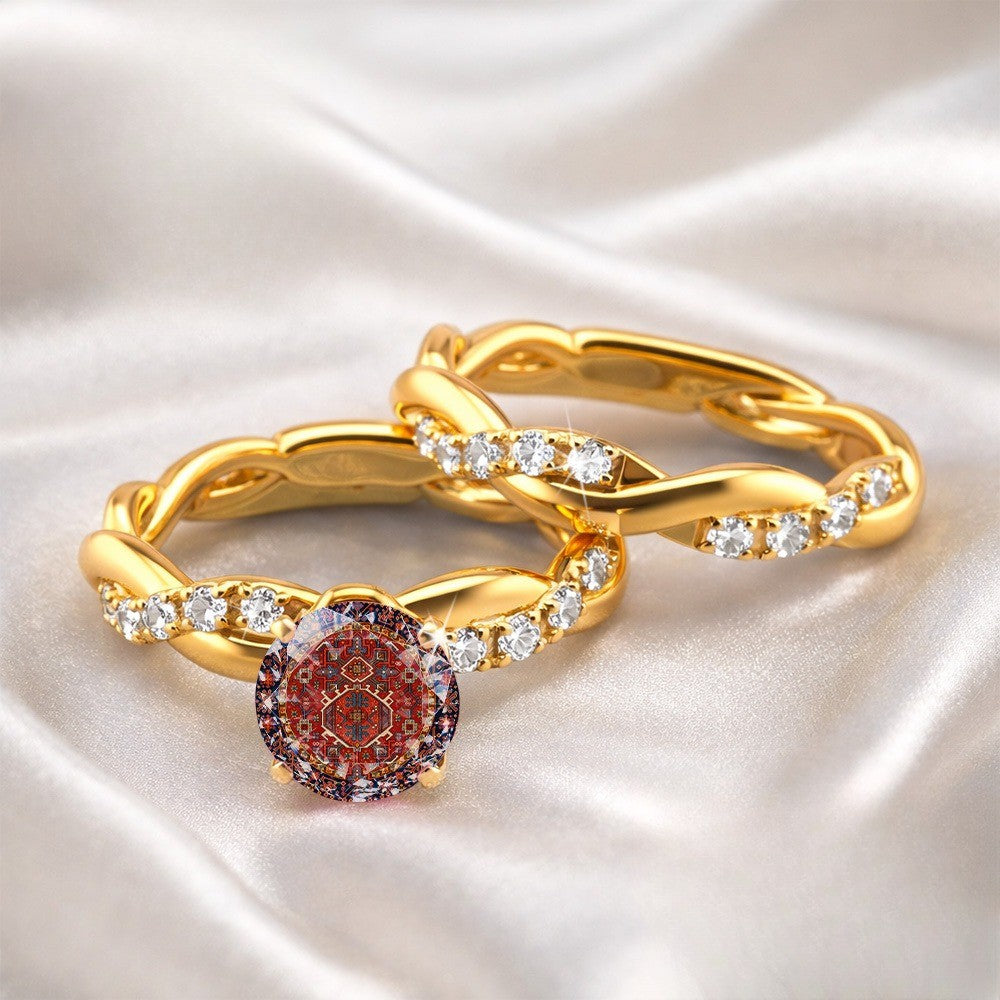 Red Mosaic Twist Ring