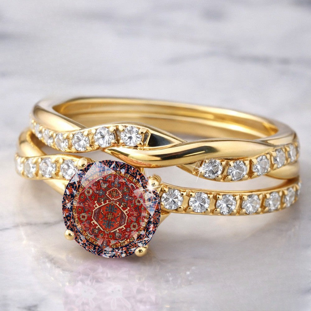 Red Mosaic Twist Ring