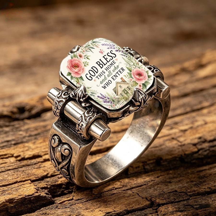 God Bless This Home Square Ring
