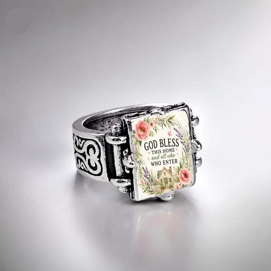 God Bless This Home Square Ring