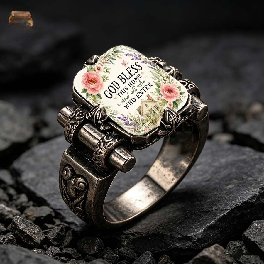 God Bless This Home Square Ring