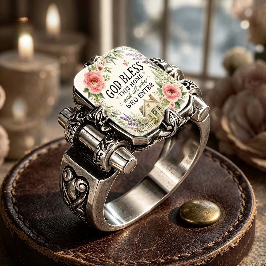 God Bless This Home Square Ring