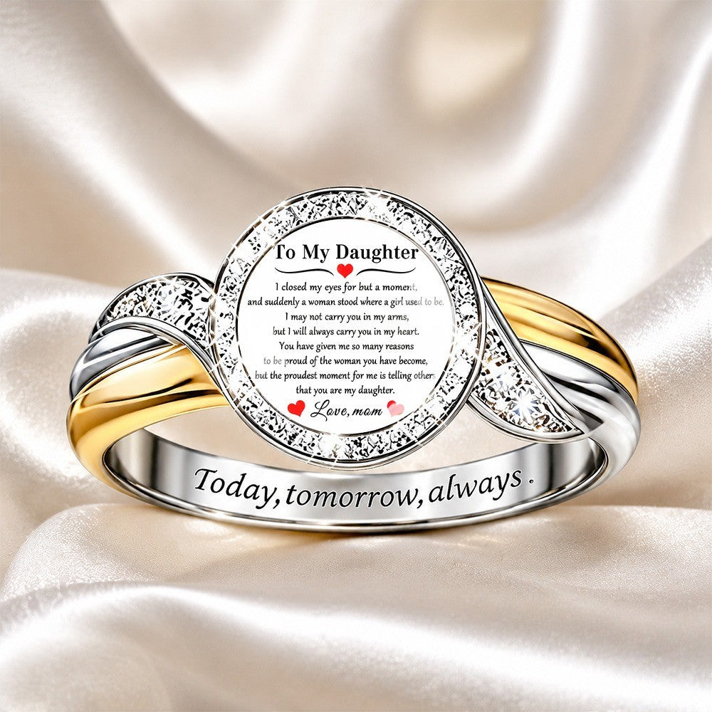 To My Daughter Intertwined Message Ring