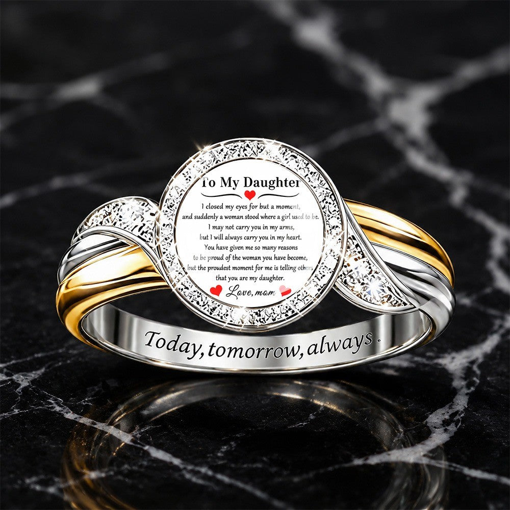 To My Daughter Intertwined Message Ring