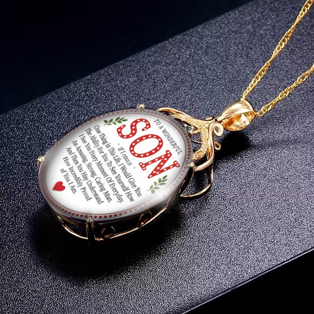 Son Message Oval Necklace