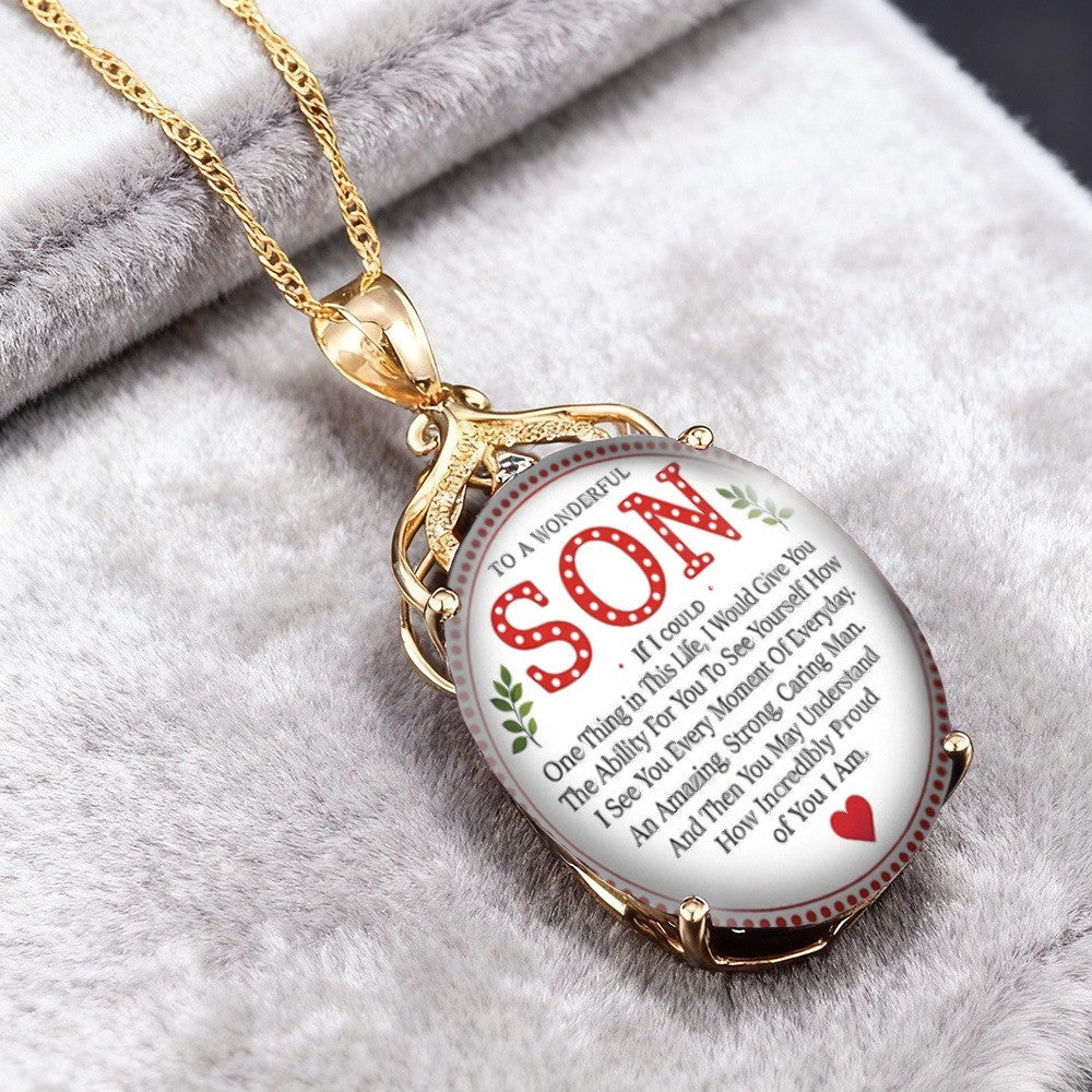 Son Message Oval Necklace