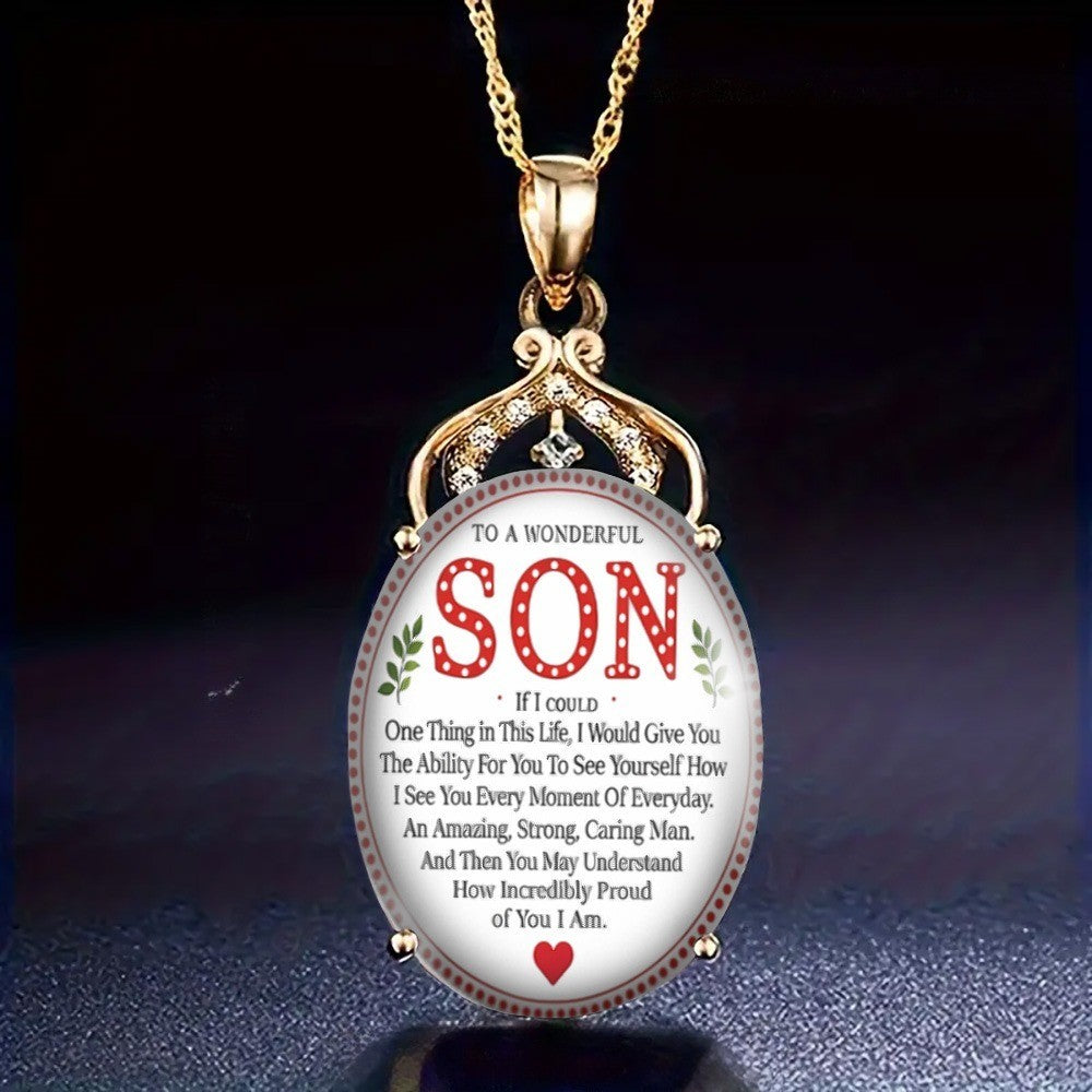 Son Message Oval Necklace