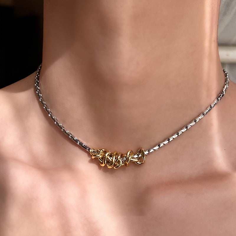 Two-Tone Woven Link Necklace