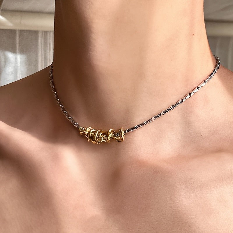 Two-Tone Woven Link Necklace