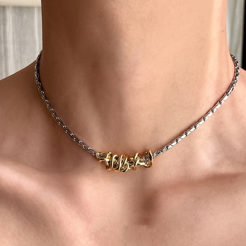 Two-Tone Woven Link Necklace
