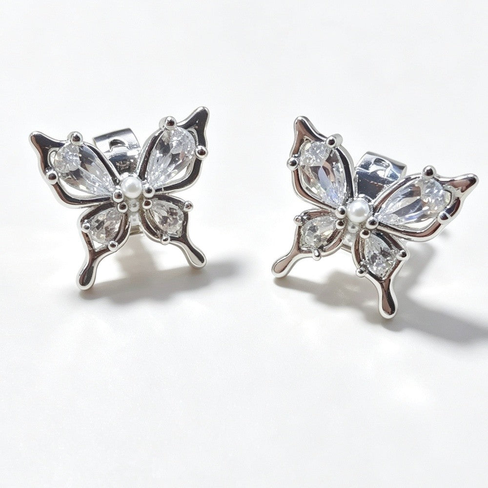 Crystal Butterfly Clip Earrings