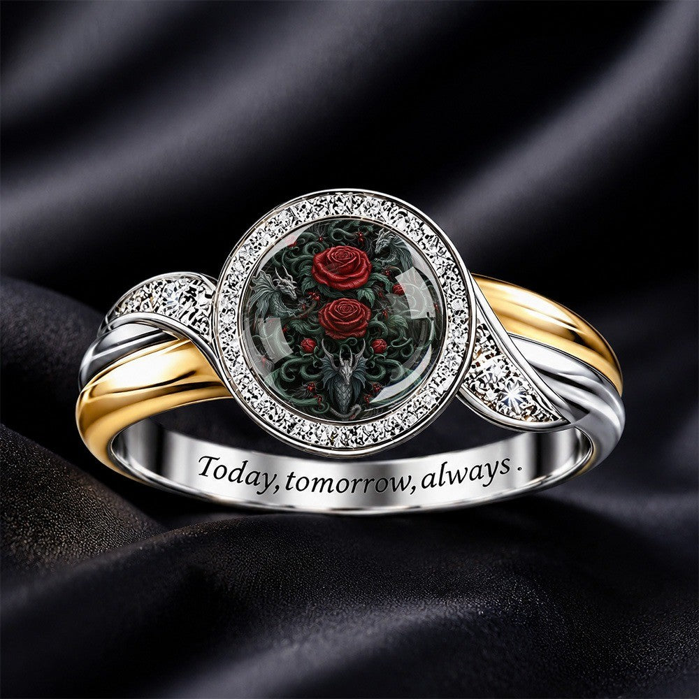 Rose & Dragon Dome Ring