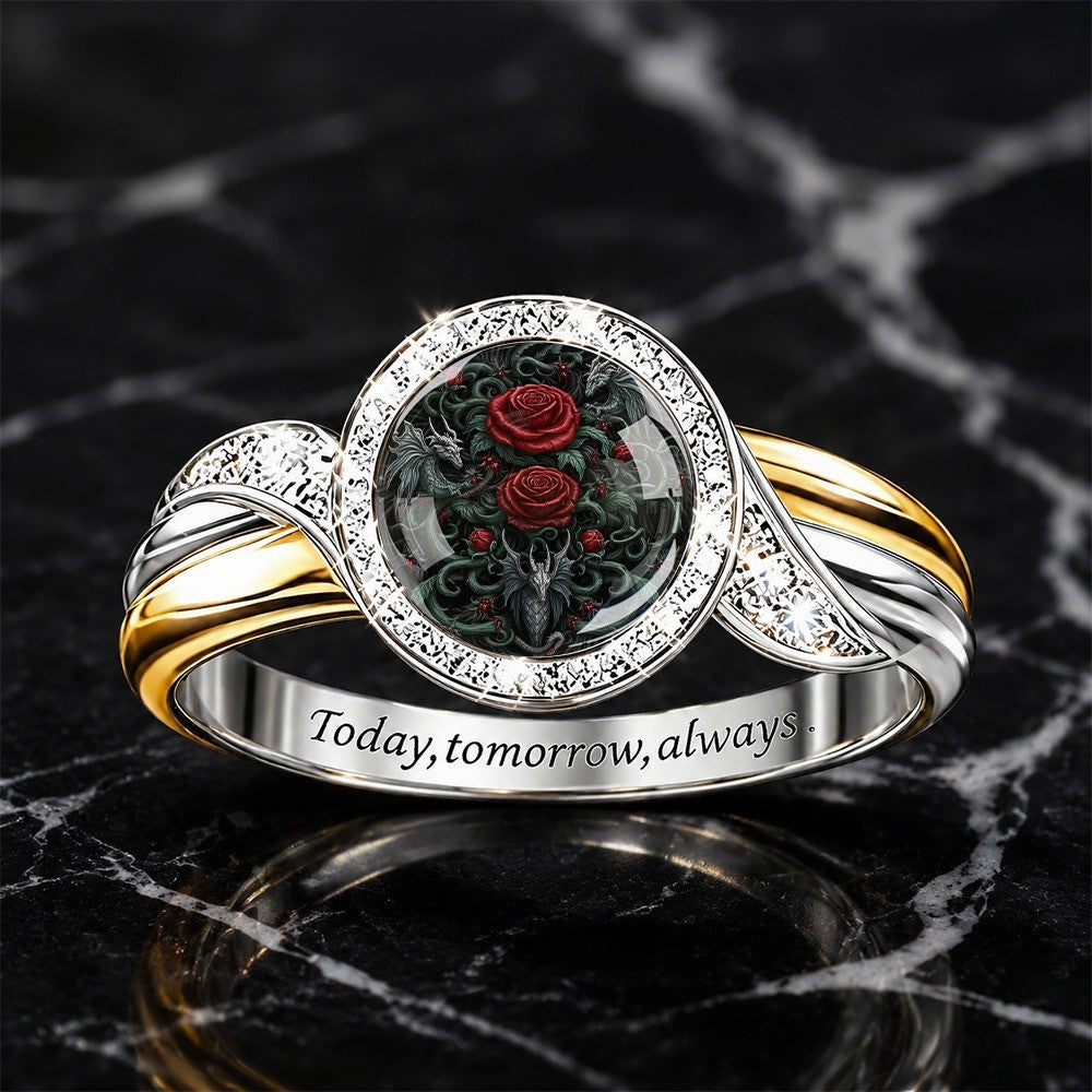 Rose & Dragon Dome Ring