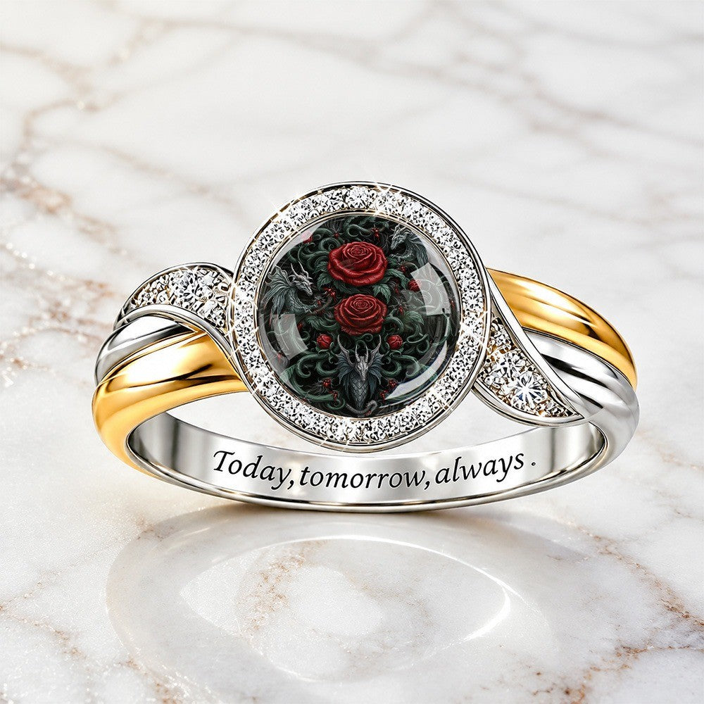 Rose & Dragon Dome Ring