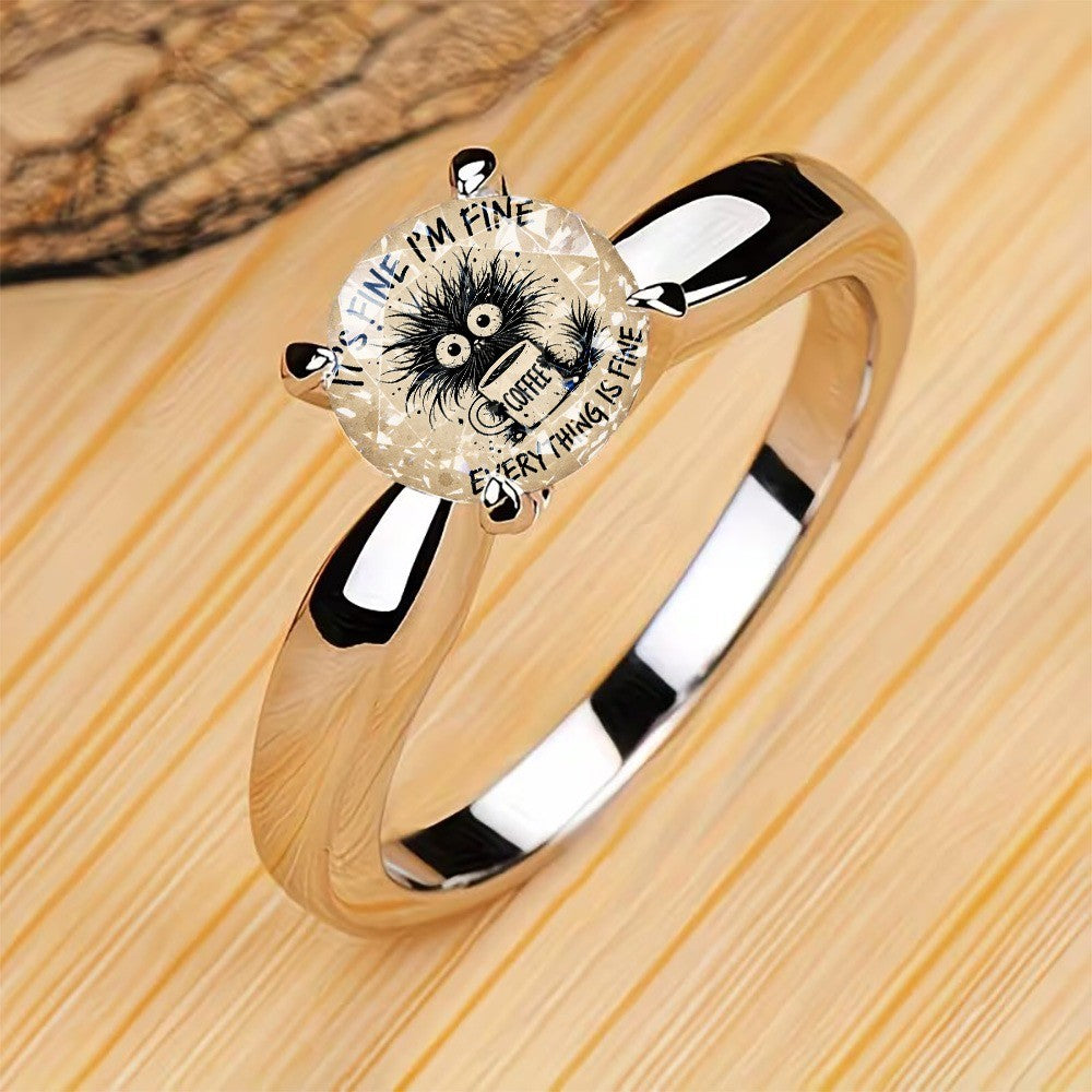 Fluffy Creature Glass Ring