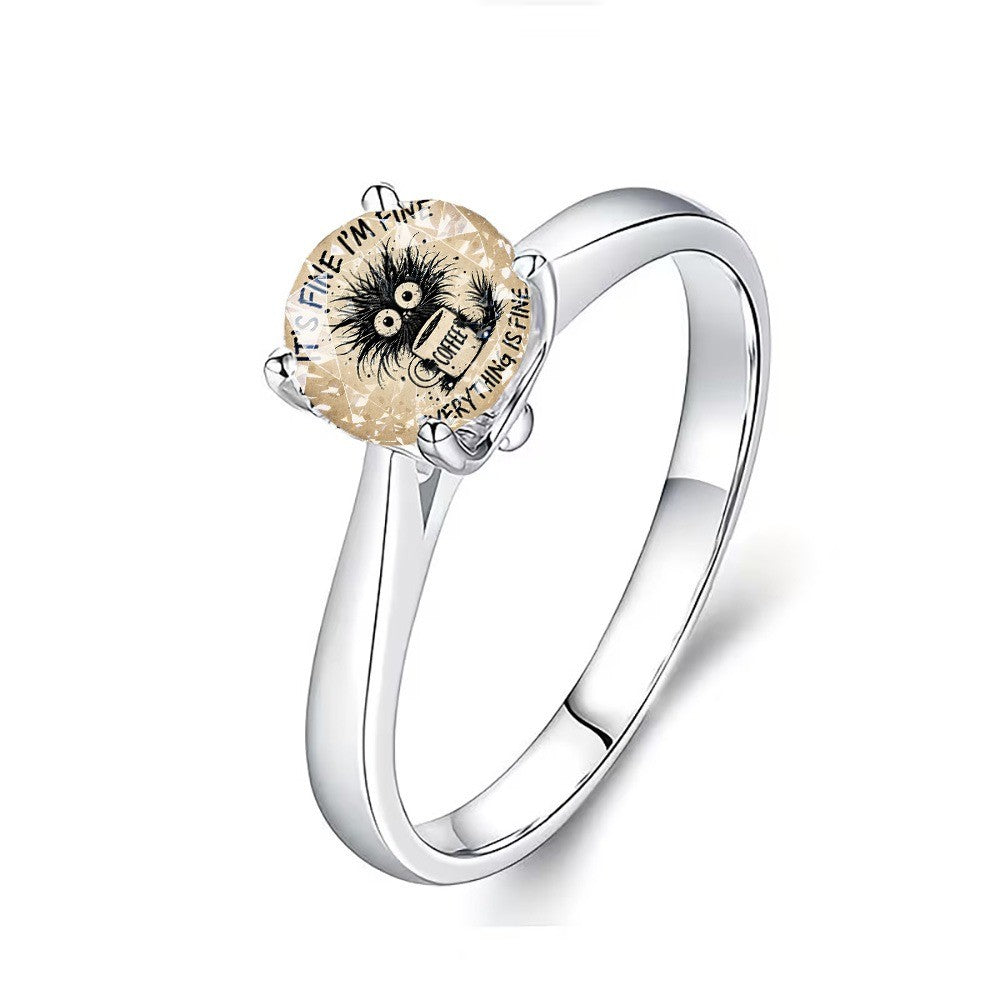 Fluffy Creature Glass Ring