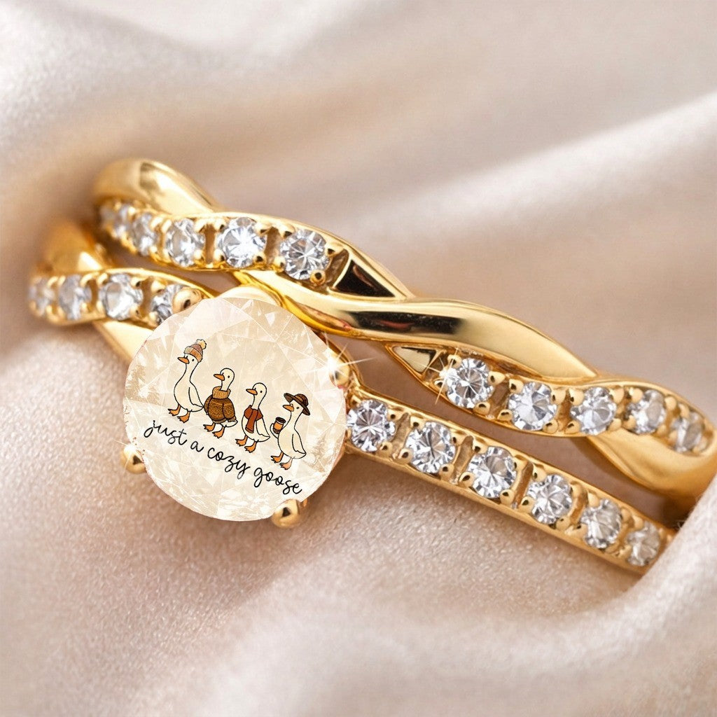 Twisted Crystal Goose Ring