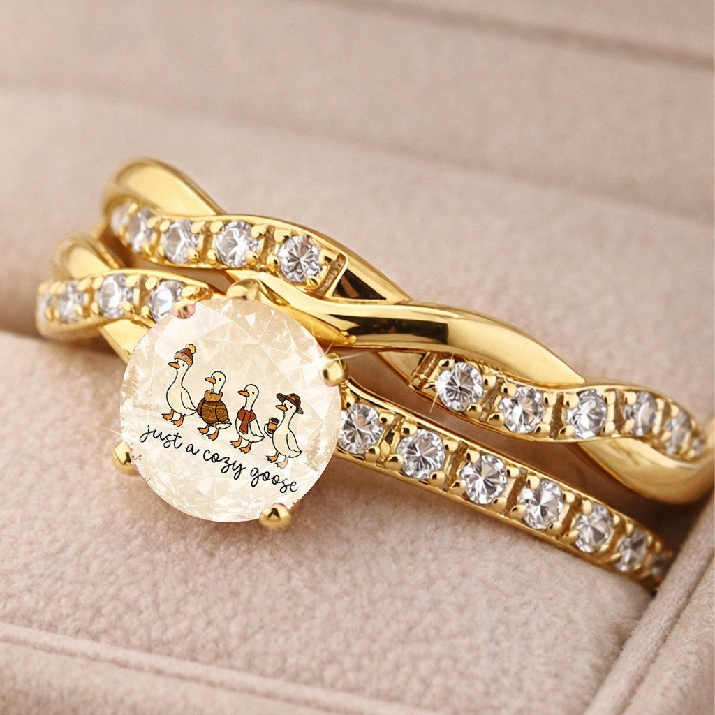 Twisted Crystal Goose Ring