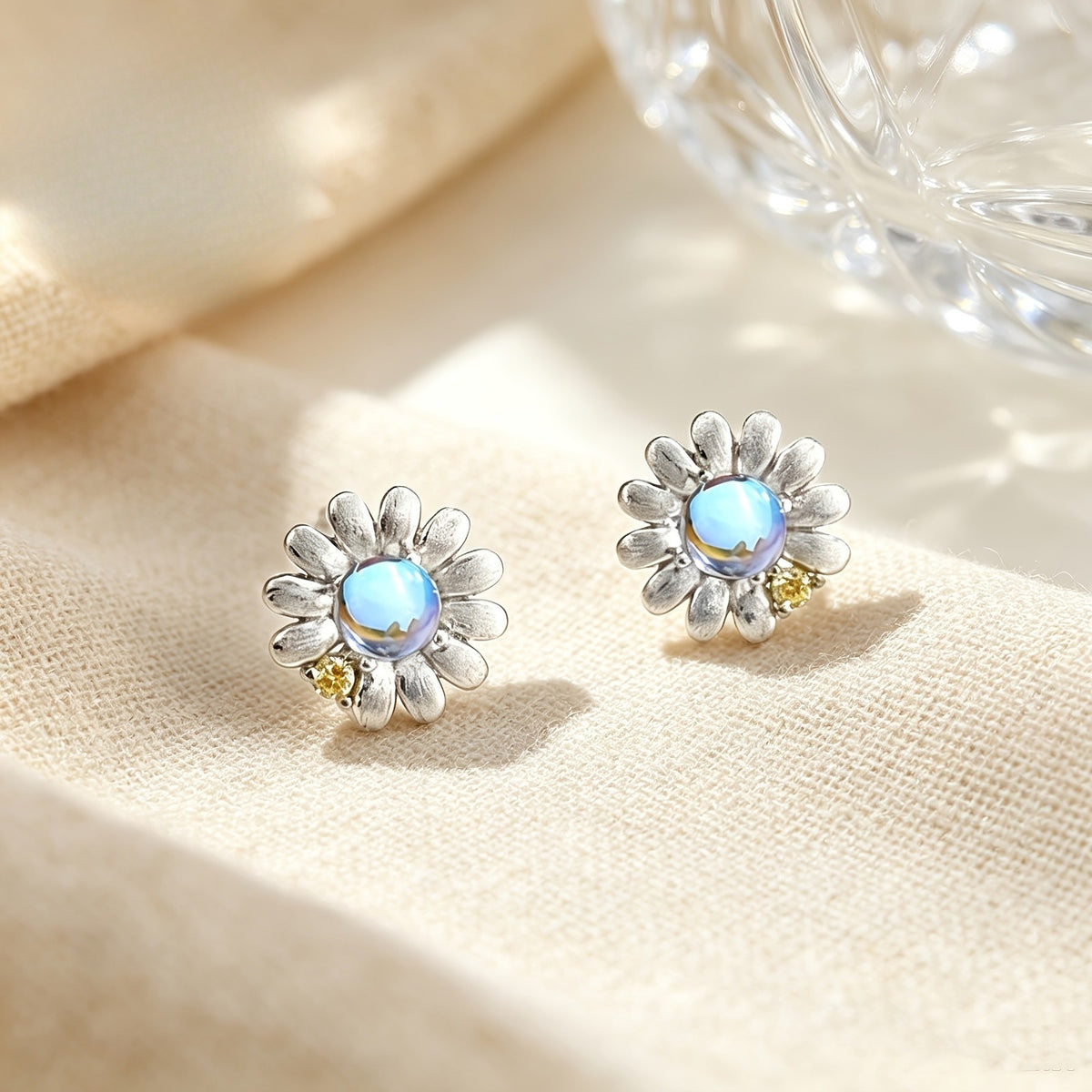 Blue Daisy Stud Earrings