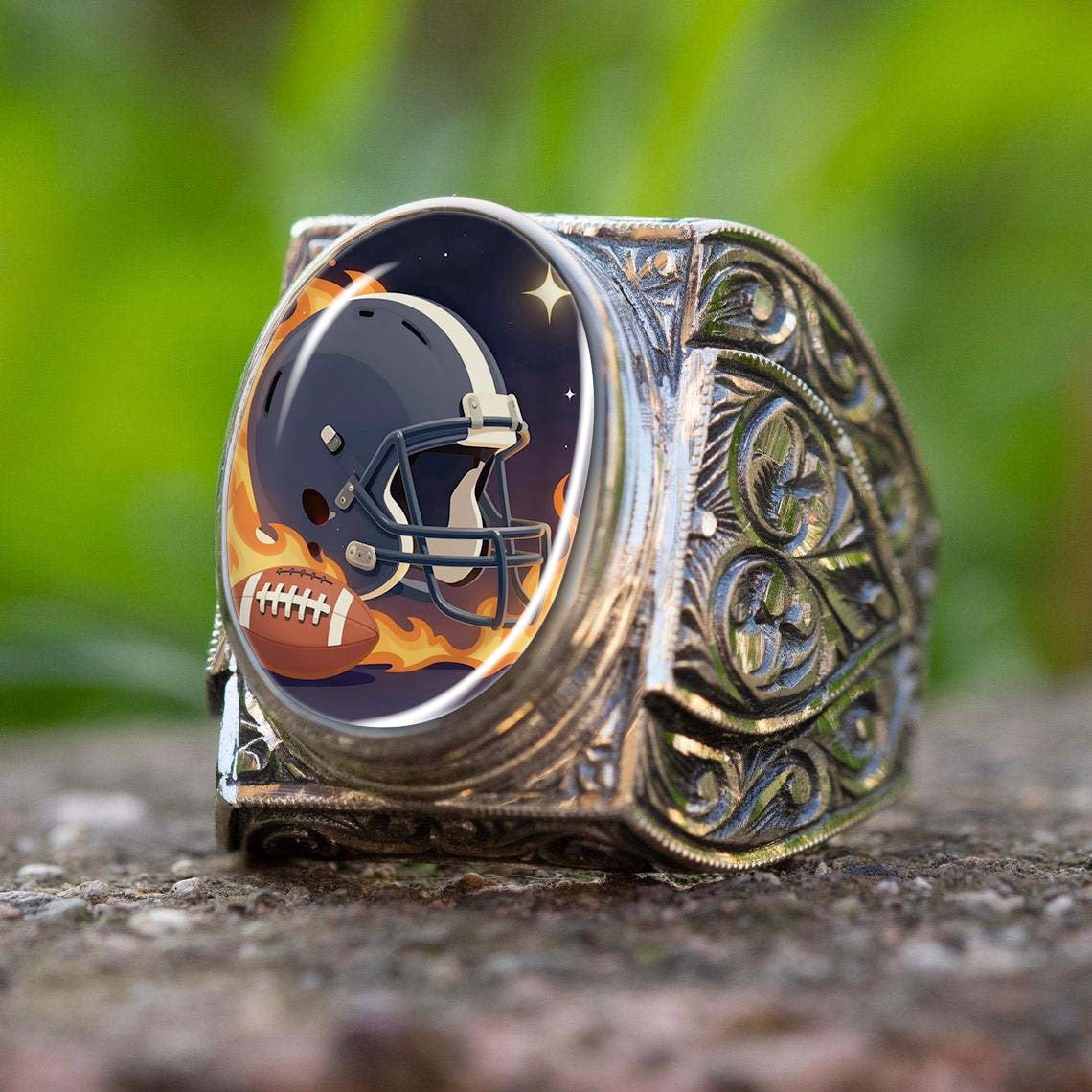 Football Helmet Statement Ring
