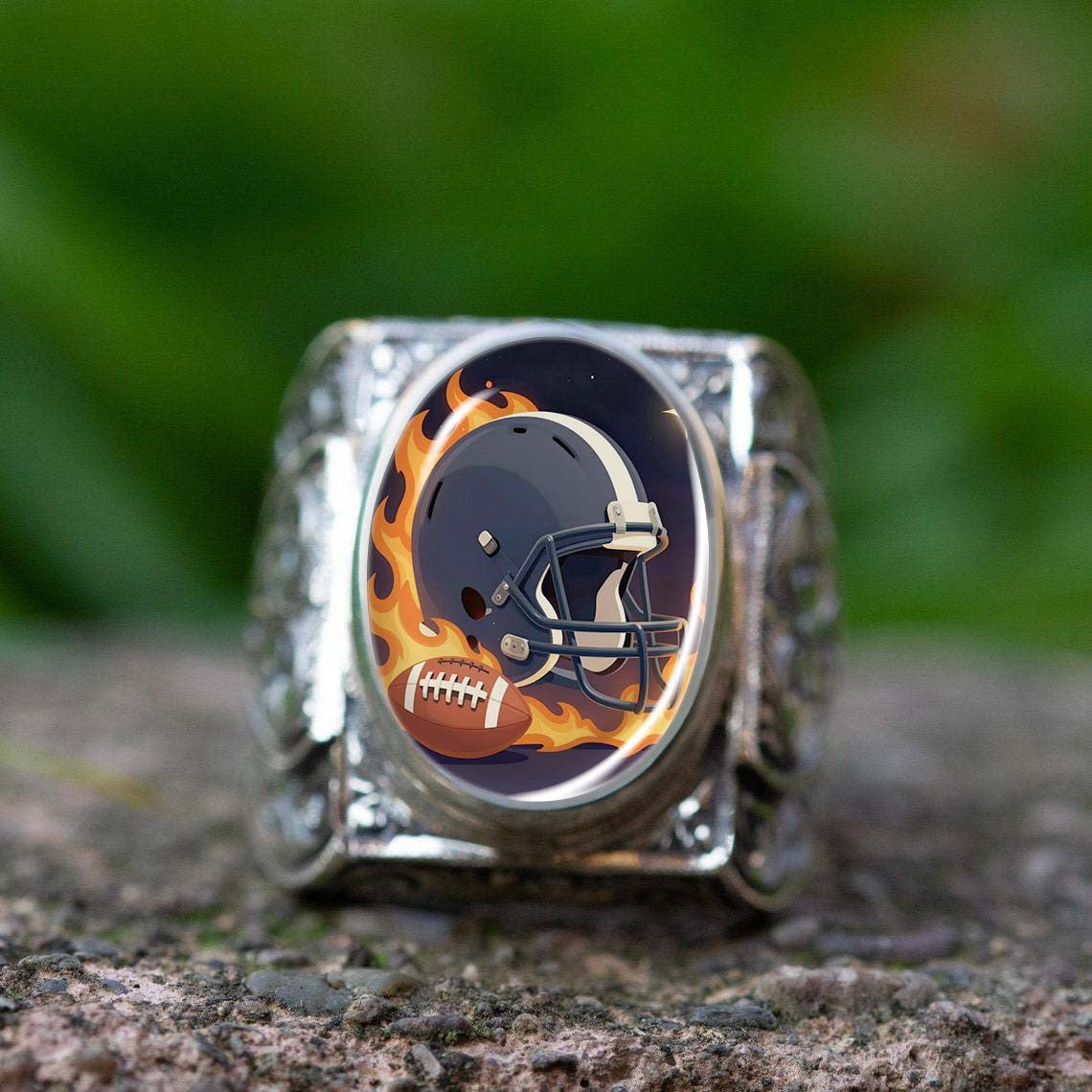 Football Helmet Statement Ring