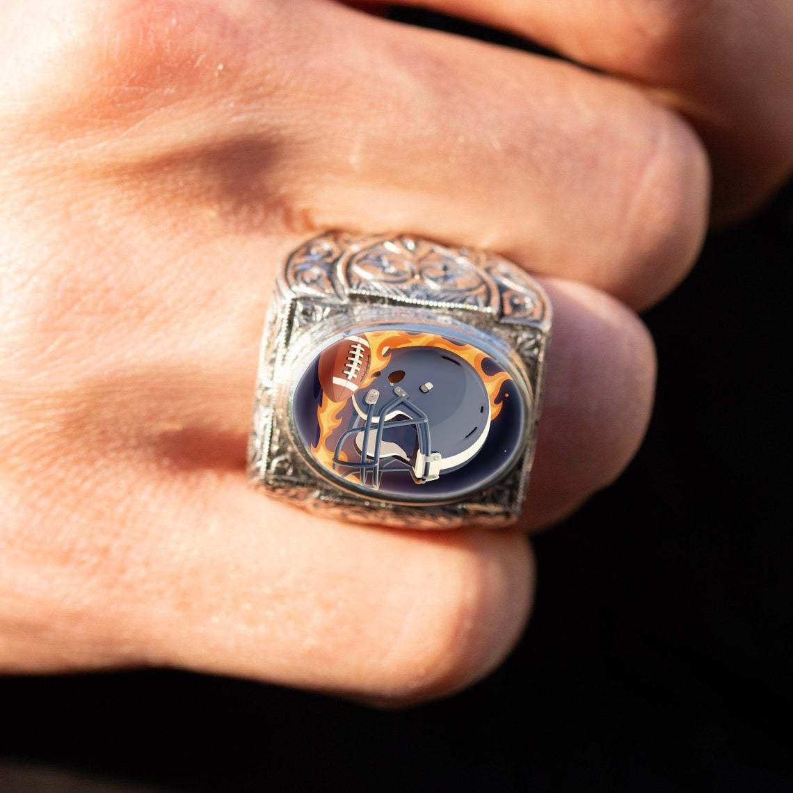 Football Helmet Statement Ring