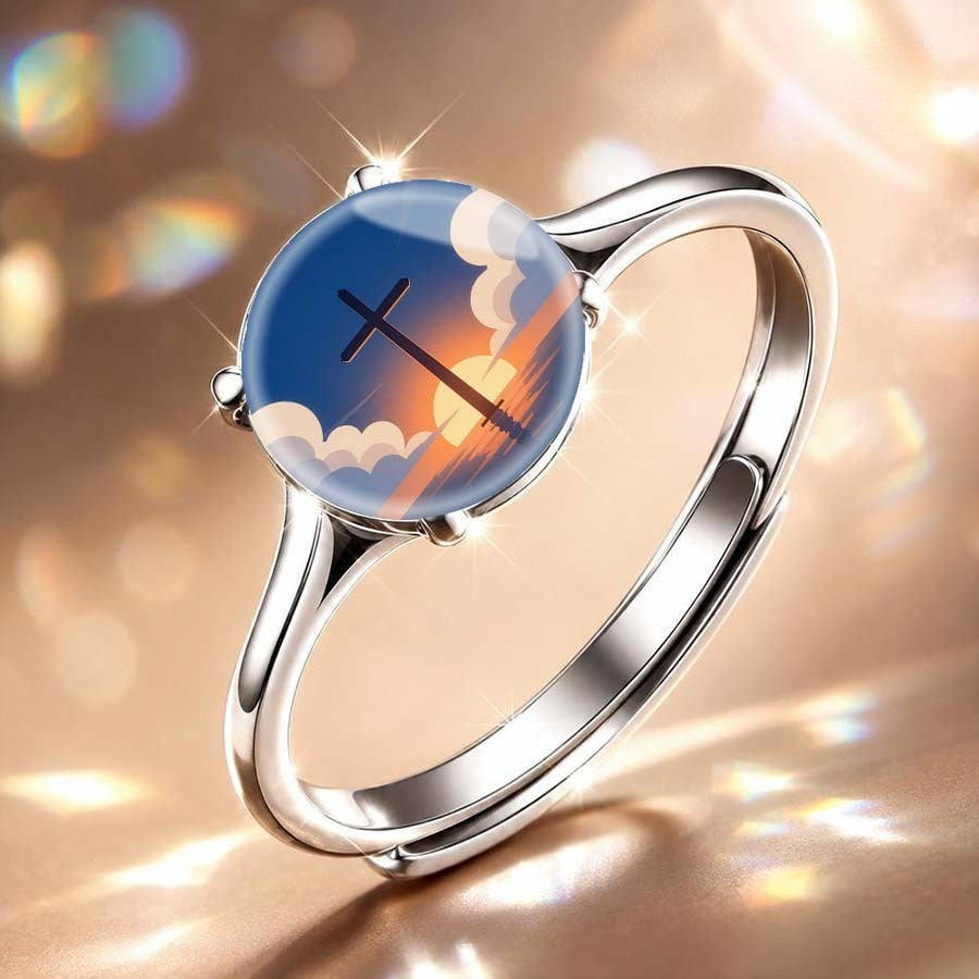 Sunset Cross Cabochon Ring
