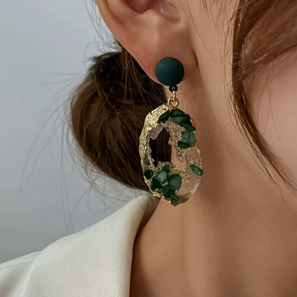 Geode Slice Geometric Drop Earrings