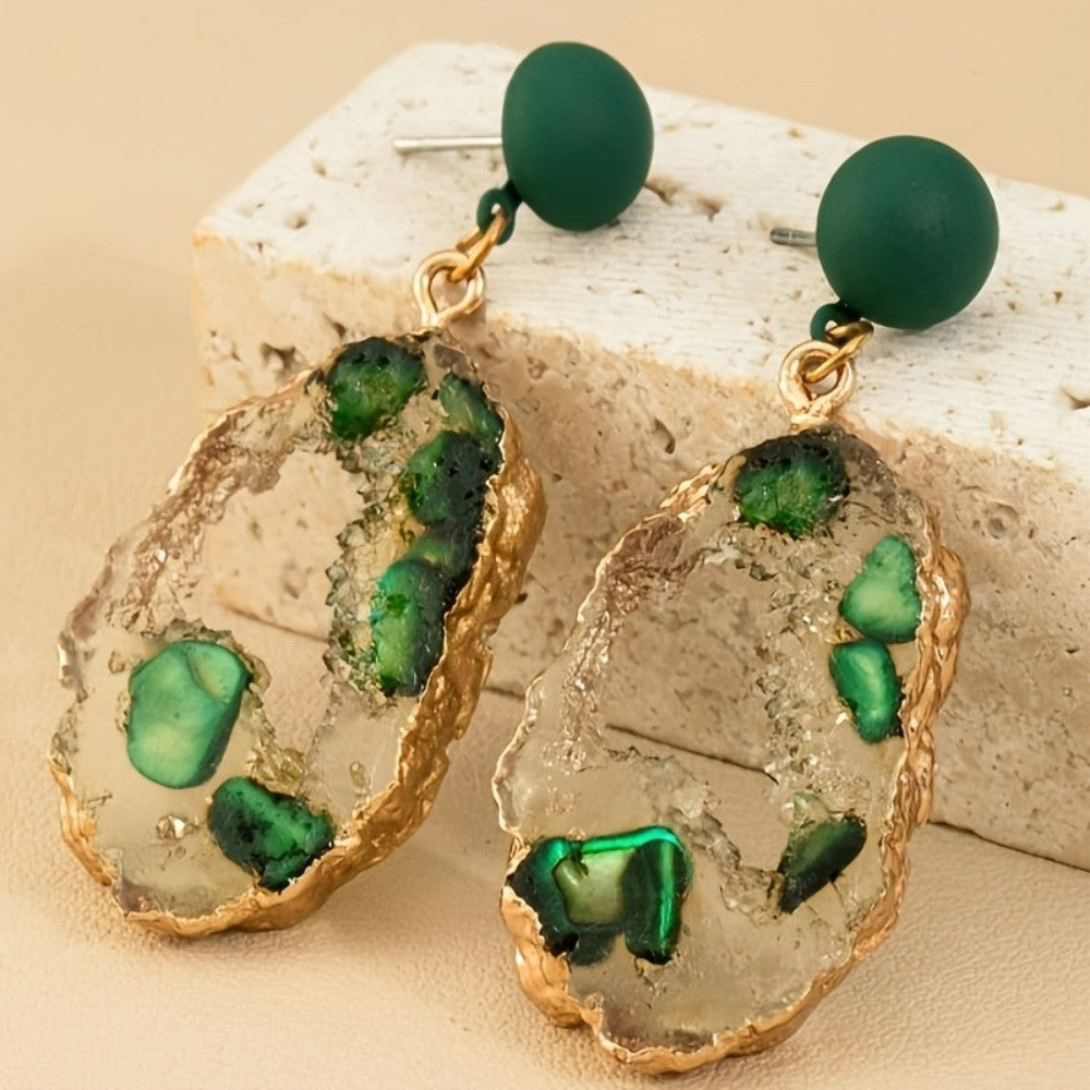 Geode Slice Geometric Drop Earrings
