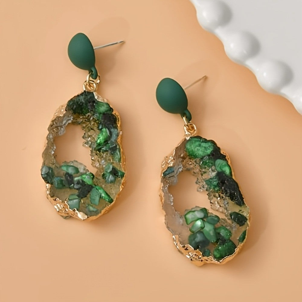 Geode Slice Geometric Drop Earrings