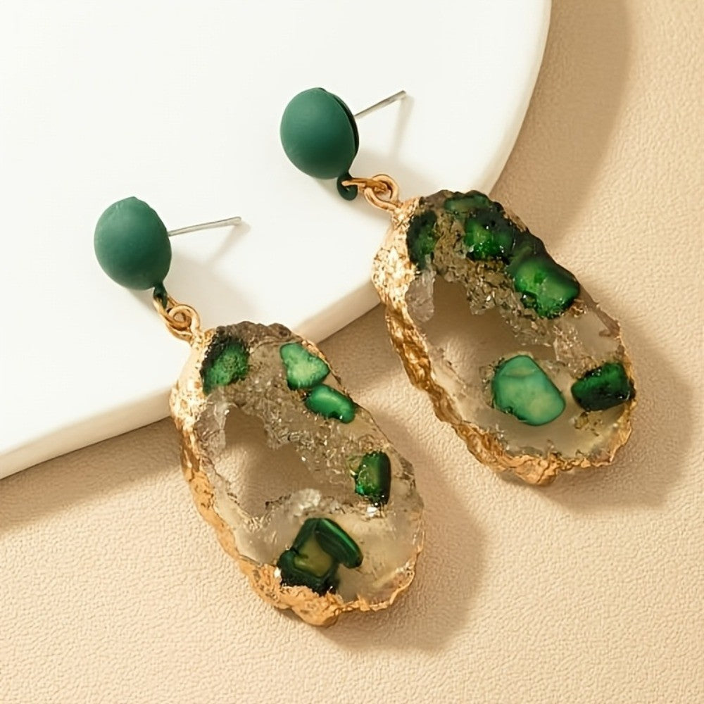 Geode Slice Geometric Drop Earrings