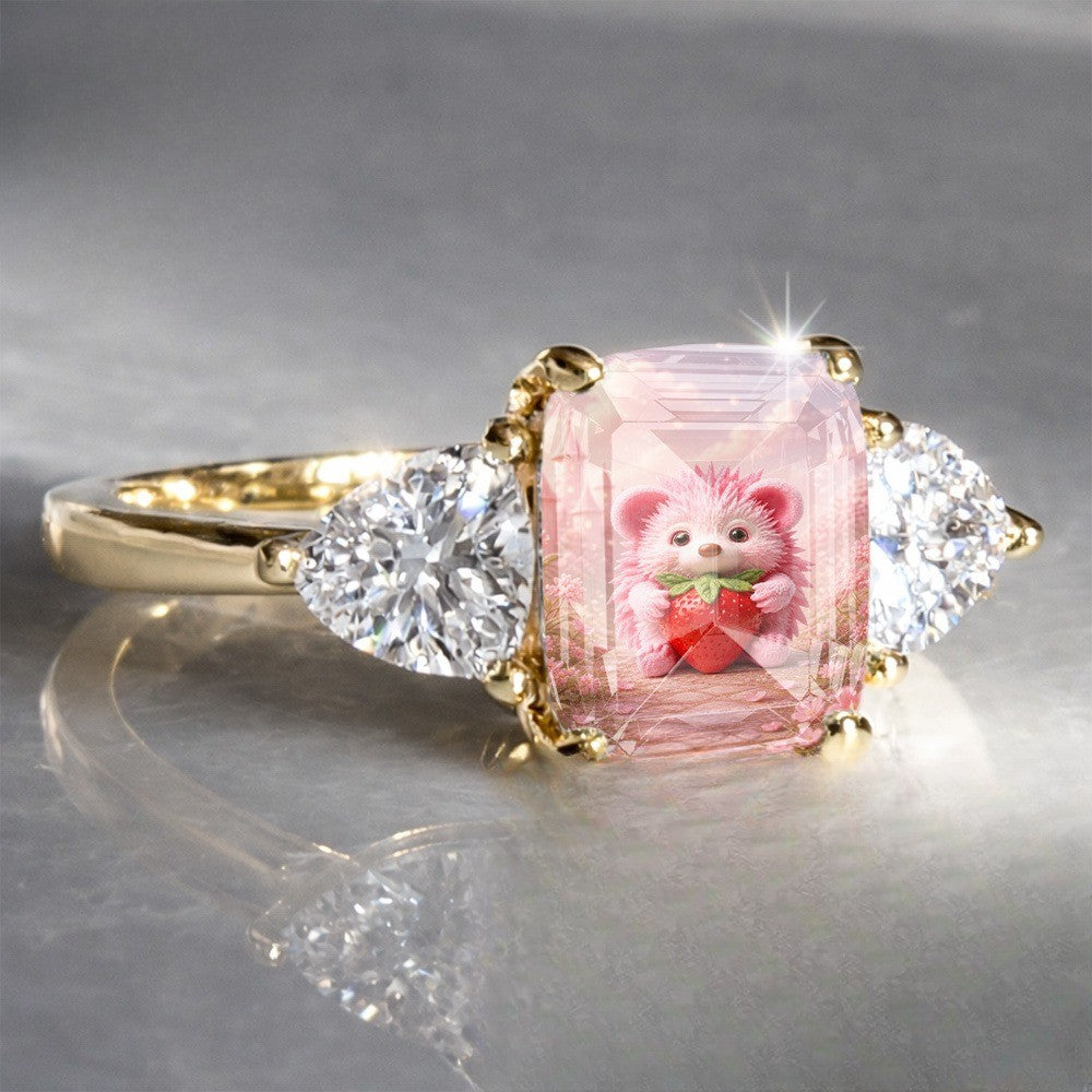 Pink Hedgehog Rectangle Ring