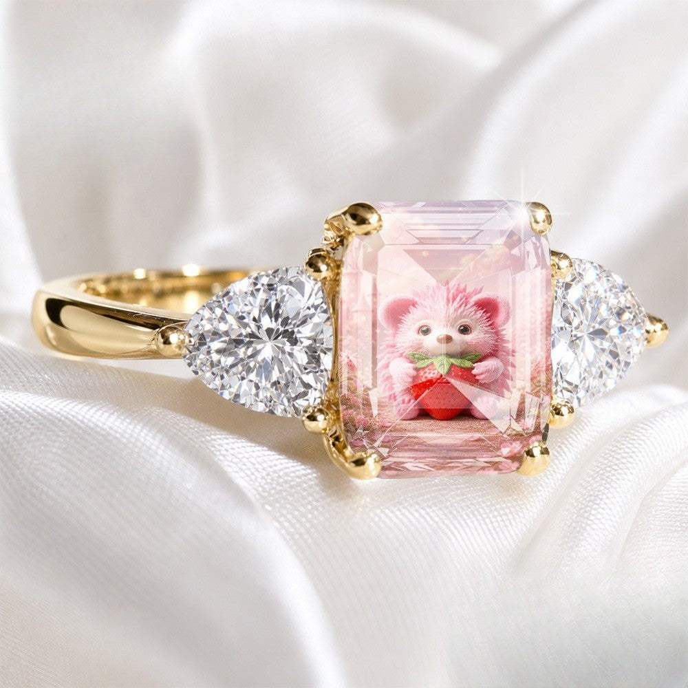 Pink Hedgehog Rectangle Ring