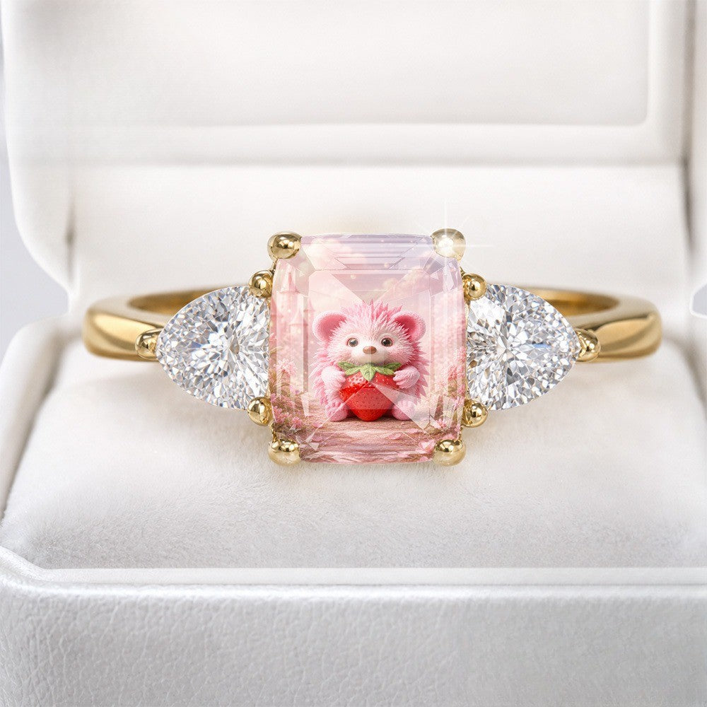 Pink Hedgehog Rectangle Ring