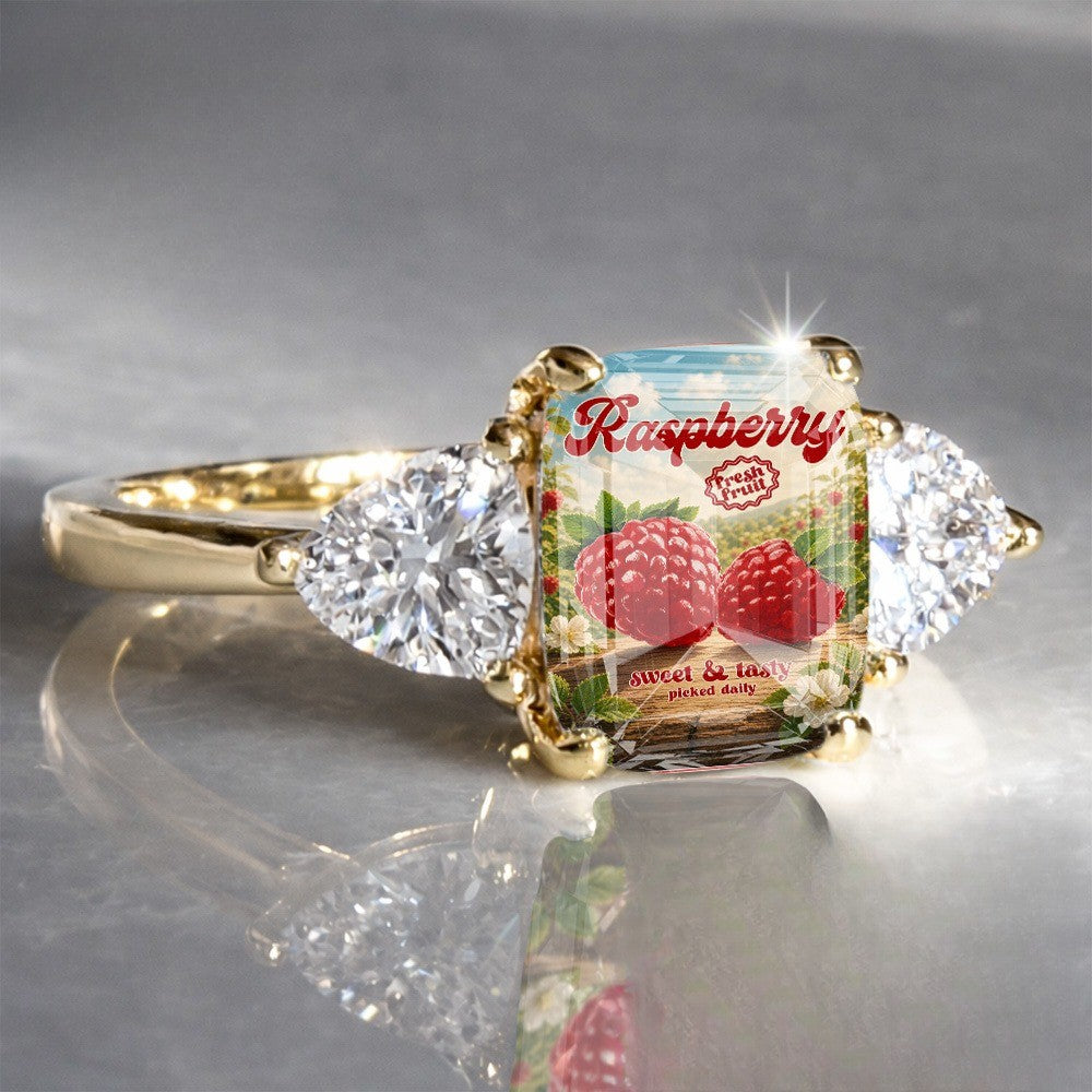 Raspberry Square Statement Ring