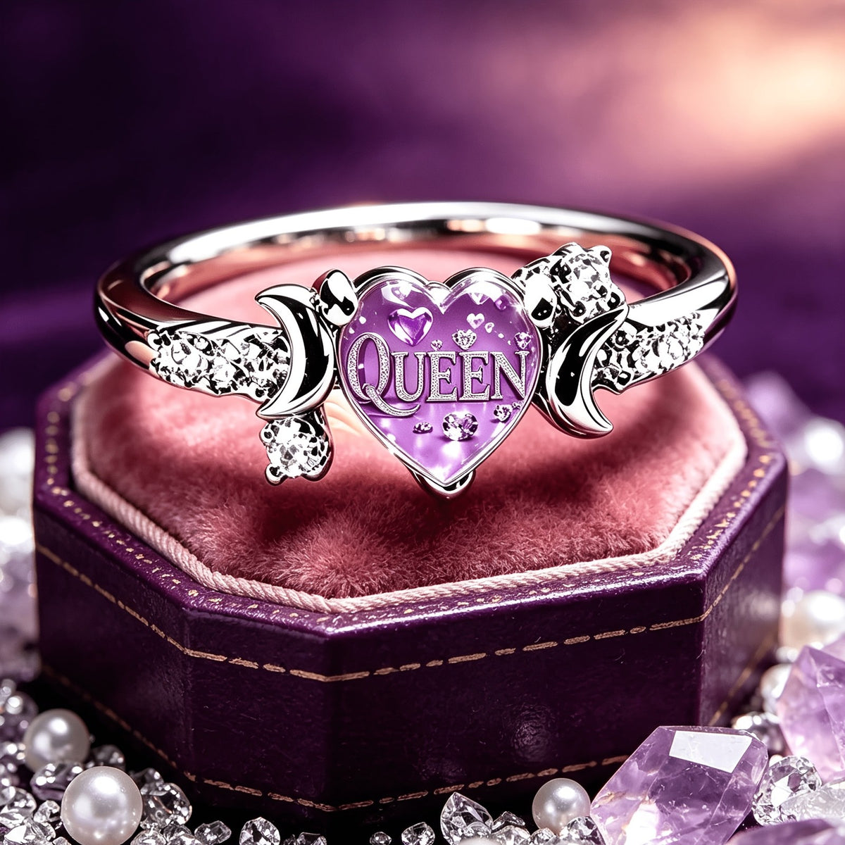 Purple Queen Heart Ring