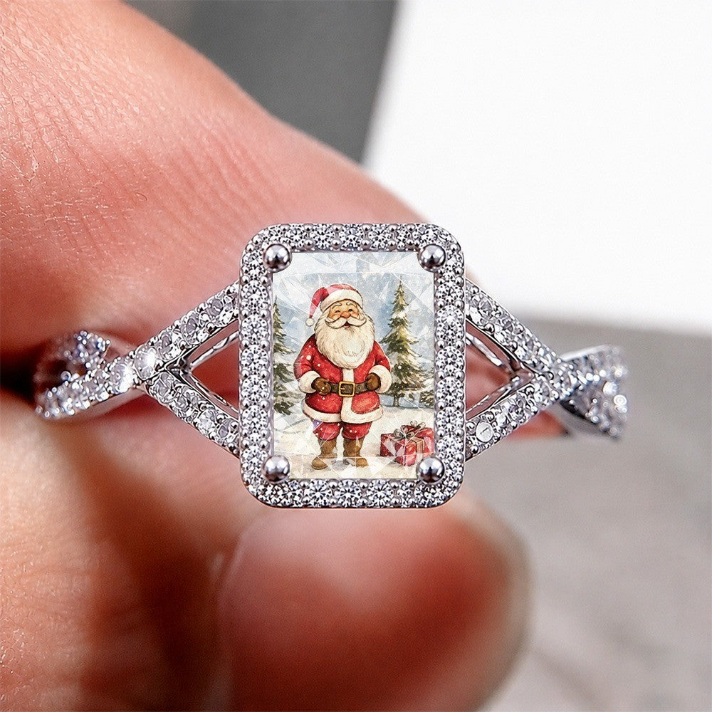 Santa Claus Winter Scene Square Ring