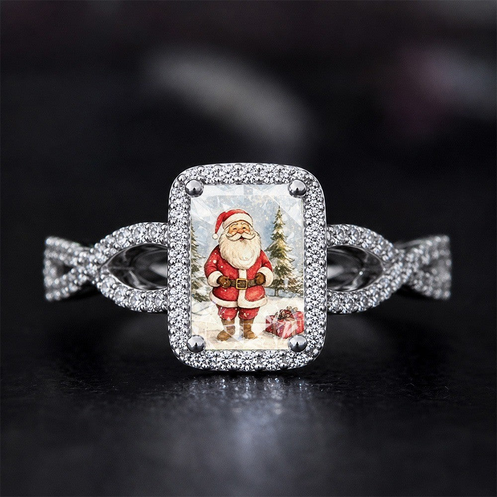 Santa Claus Winter Scene Square Ring