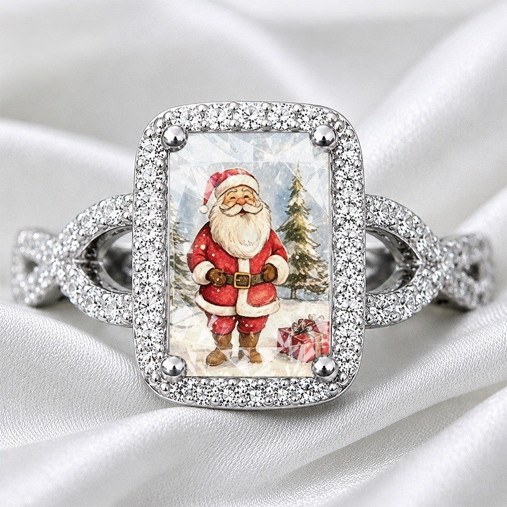 Santa Claus Winter Scene Square Ring