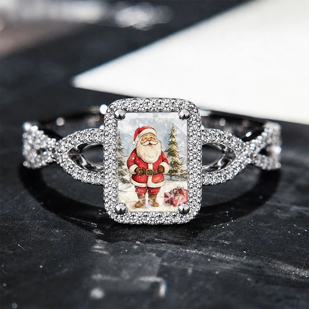 Santa Claus Winter Scene Square Ring