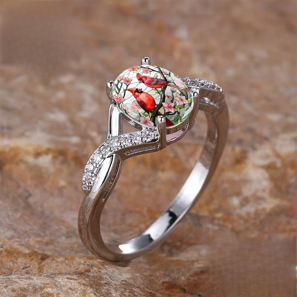 Red Bird Twisted Band Ring