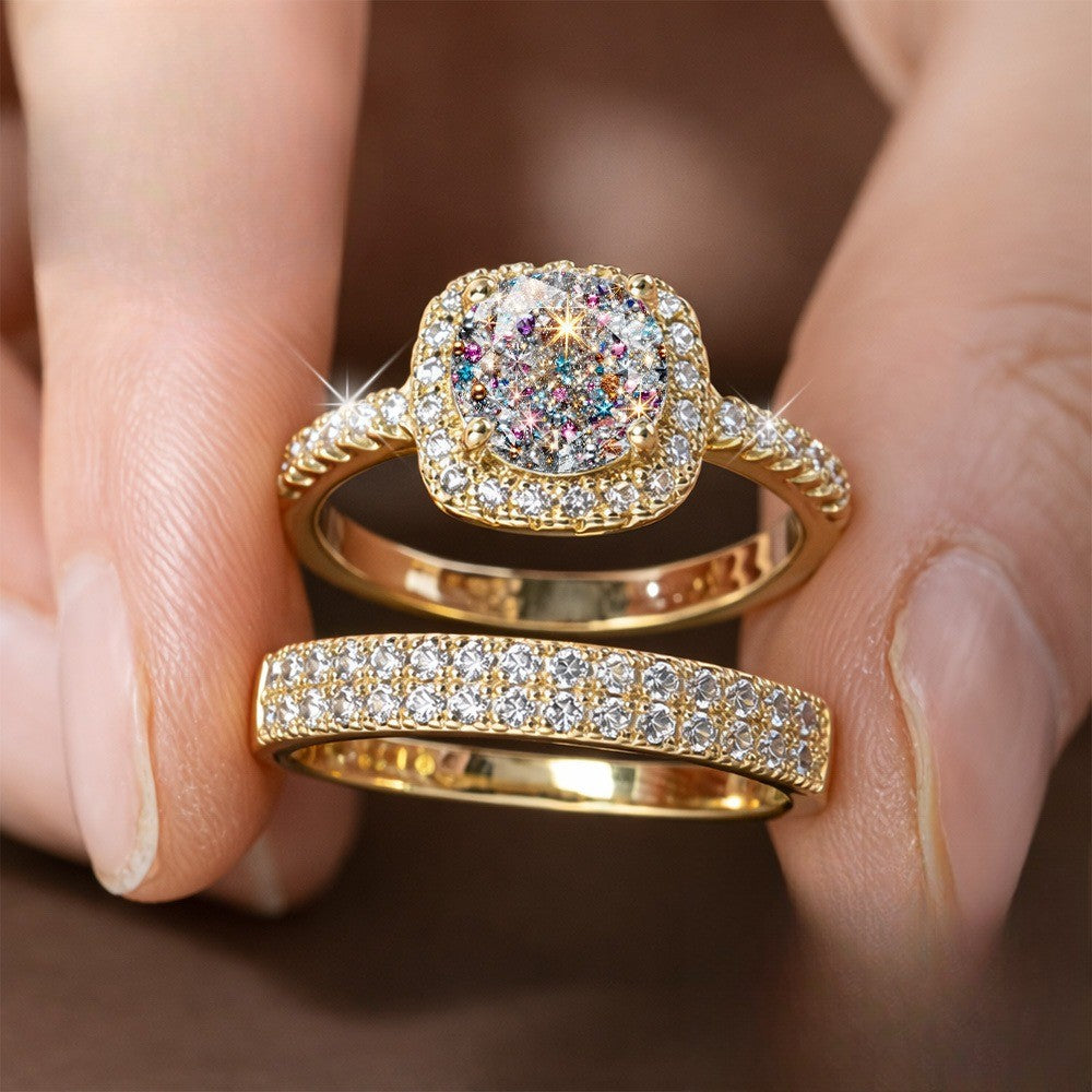 Square Crystal Ring Set