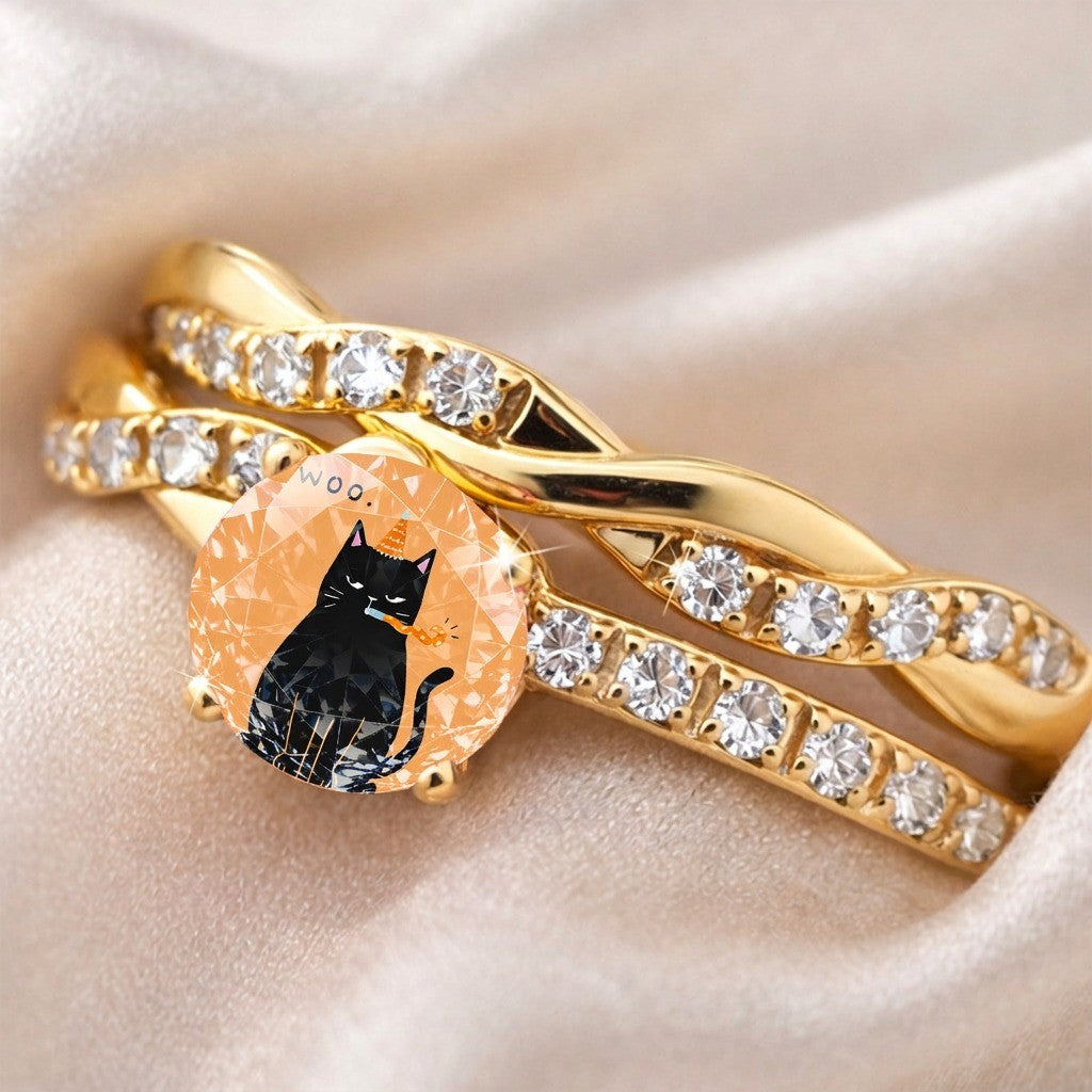 Black Cat Party Hat Twist Ring