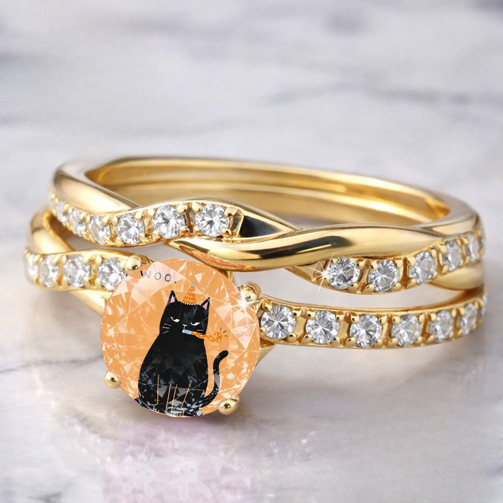 Black Cat Party Hat Twist Ring