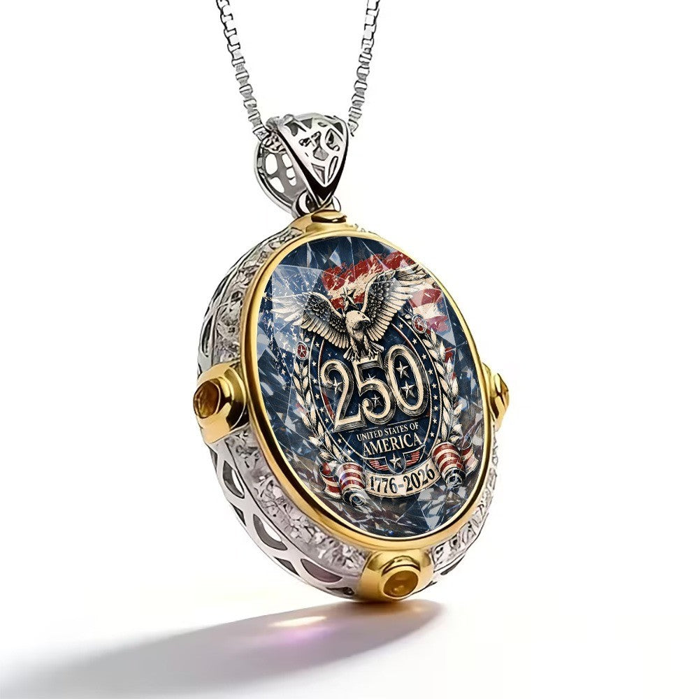 Eagle Emblem Oval Necklace