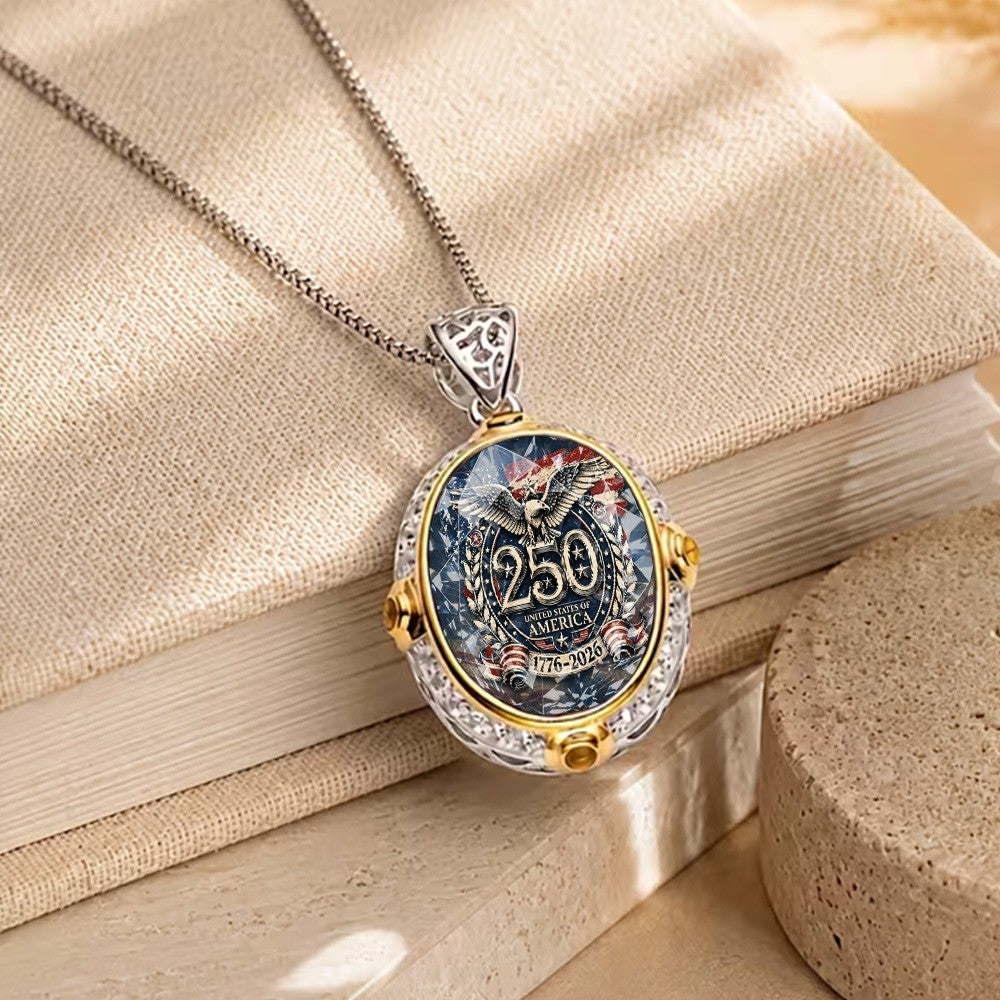 Eagle Emblem Oval Necklace