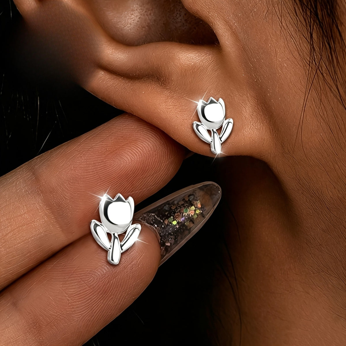 Tulip Flower Stud Earrings