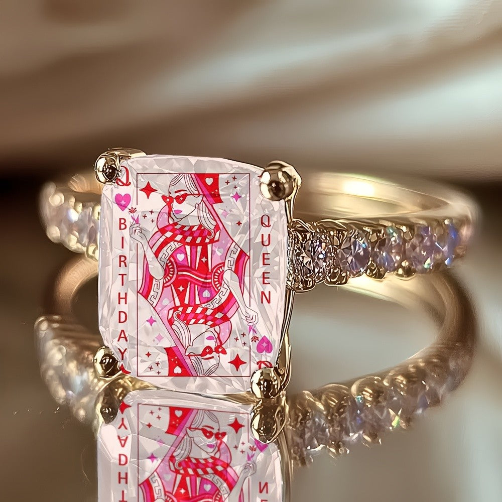 Pink Queen Card Ring