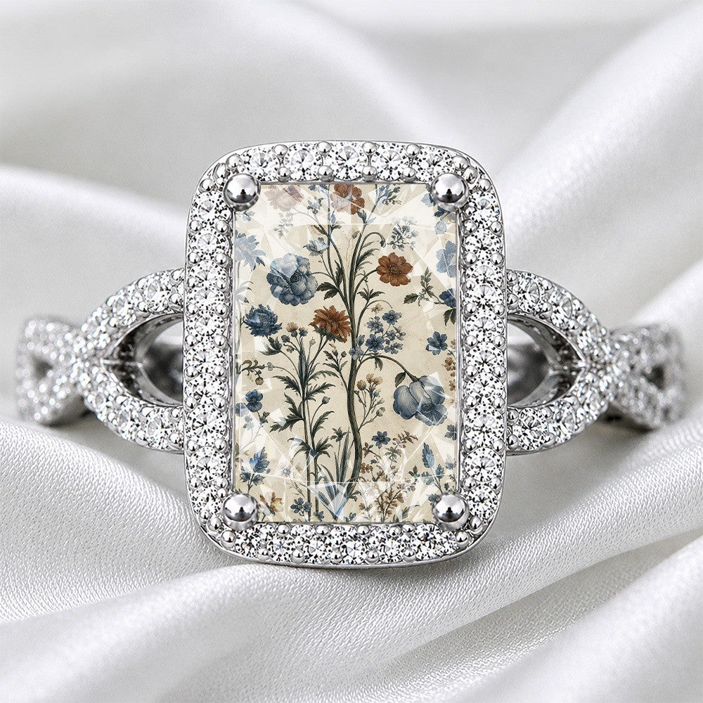 Botanical Illustration Square Ring