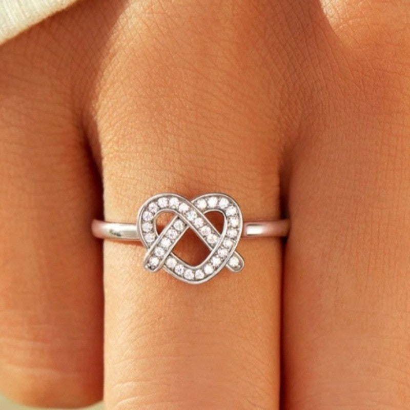 Crystal Heart Knot Ring